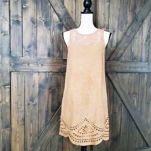 Love Fire Tan Suede Sleeveless Dress